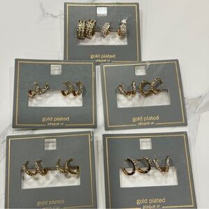 Gold Plated Mini Hoop Earrings Set